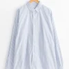 Regular Wide High Count Shirt in White Stripe
