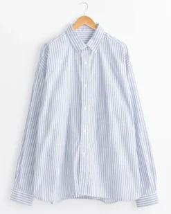 Regular Wide High Count Shirt in White Stripe