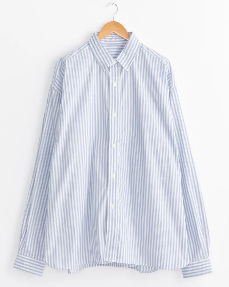 Regular Wide High Count Shirt in White Stripe