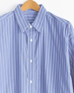 Regular Wide High Count Shirt in Blue Stripe
