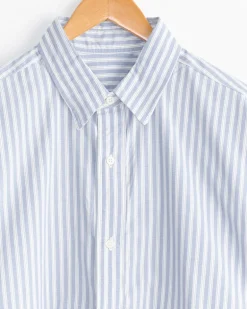 Regular Wide High Count Shirt in White Stripe