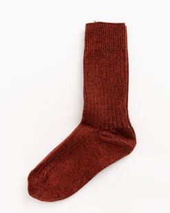 Rib Overankle Socks in Burgundy/Rust