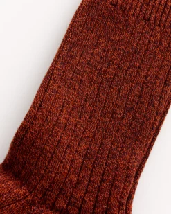 Rib Overankle Socks in Burgundy/Rust