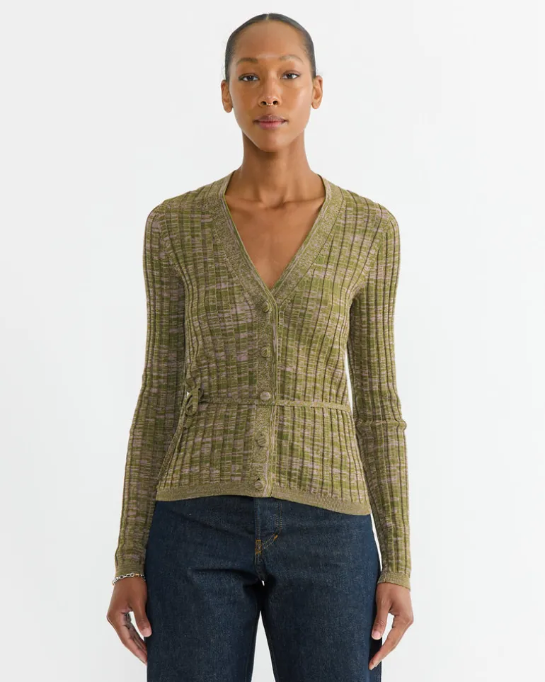 Ribbed Cardigan in Pink
