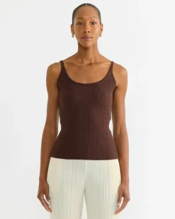 Ribbed Knit Tank in Brown