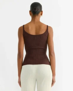 Ribbed Knit Tank in Brown