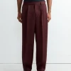 Riding Twill Braided Trouser in Burgundy
