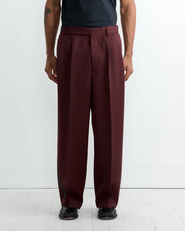 Riding Twill Braided Trouser in Burgundy