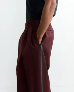 Riding Twill Braided Trouser in Burgundy