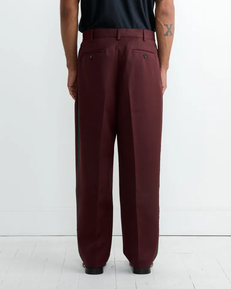 Riding Twill Braided Trouser in Burgundy