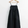Ripple Finish Strap Dress in Black