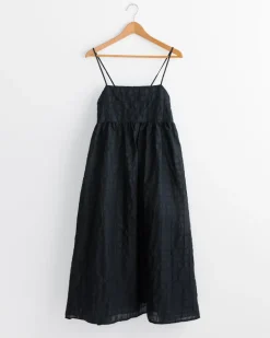 Ripple Finish Strap Dress in Black
