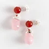Rose Quartz & Agate Bio Resin Earrings