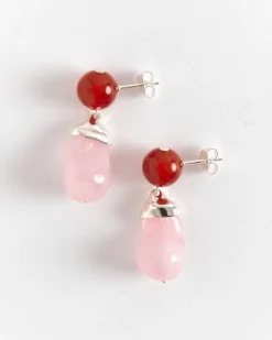 Rose Quartz & Agate Bio Resin Earrings