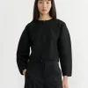Rounded Zip-Up Cardigan in Black