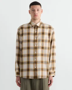 Routine Shirt in Tencel Ombre Plaid Beige