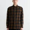Routine Shirt in Tencel Ombre Plaid Brown