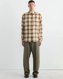 Routine Shirt in Tencel Ombre Plaid Beige