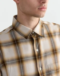 Routine Shirt in Tencel Ombre Plaid Beige