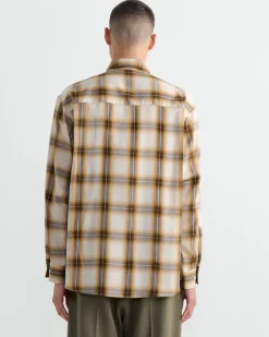 Routine Shirt in Tencel Ombre Plaid Beige