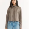70s Auto Shirt in Grey Velvet