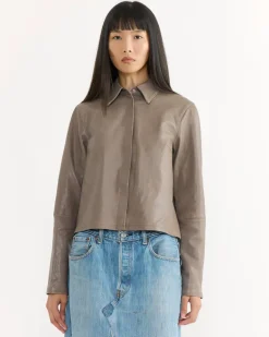 70s Auto Shirt in Grey Velvet
