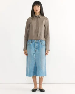 70s Auto Shirt in Grey Velvet