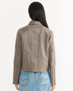 70s Auto Shirt in Grey Velvet