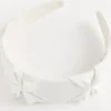 Satin Smocked Flower Headband in White