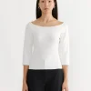 Scoop Neck Knit Top in White