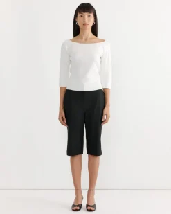Scoop Neck Knit Top in White