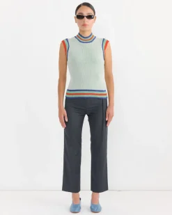Scuba Knit Top in Green Beige