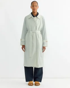 Semi Sheer Trench Coat in Light Green