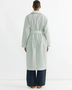 Semi Sheer Trench Coat in Light Green