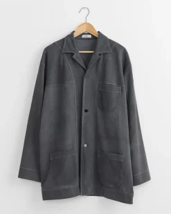 Sheep Suede Jacket in Blue Grey