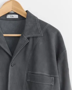 Sheep Suede Jacket in Blue Grey