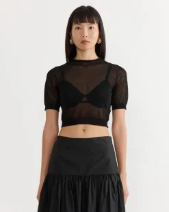 Sheer Cropped Knit in Black