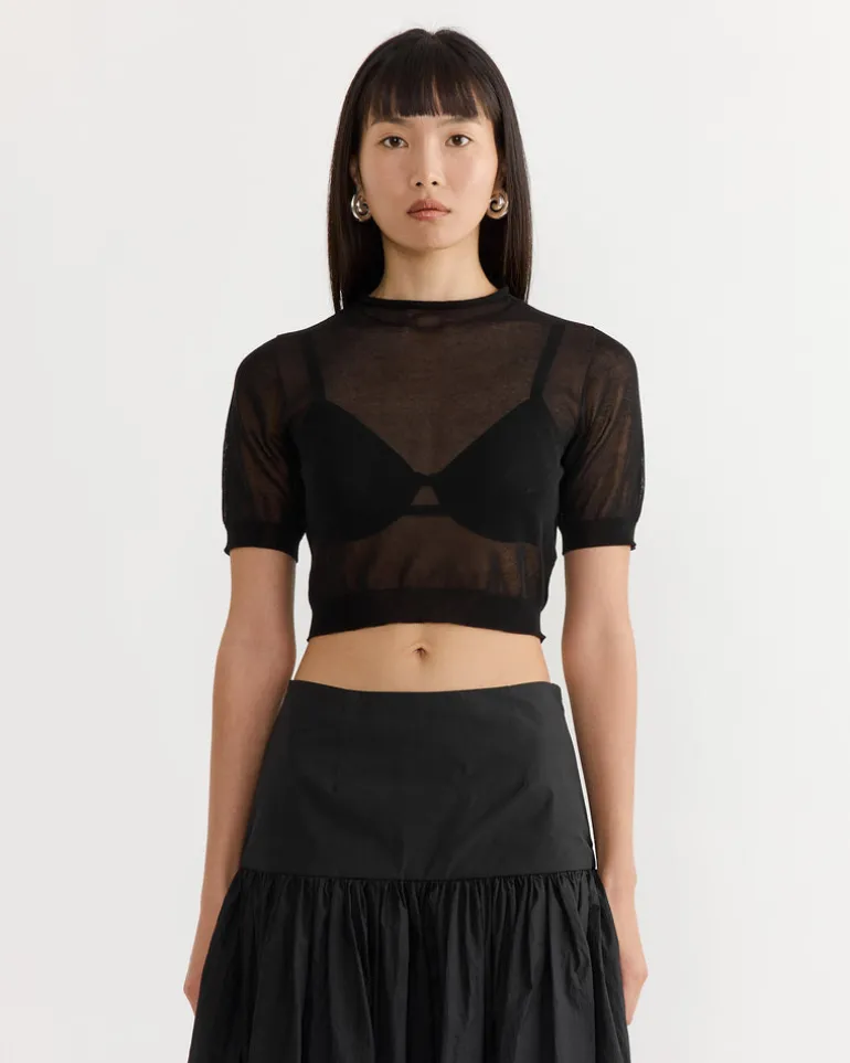 Sheer Cropped Knit in Black