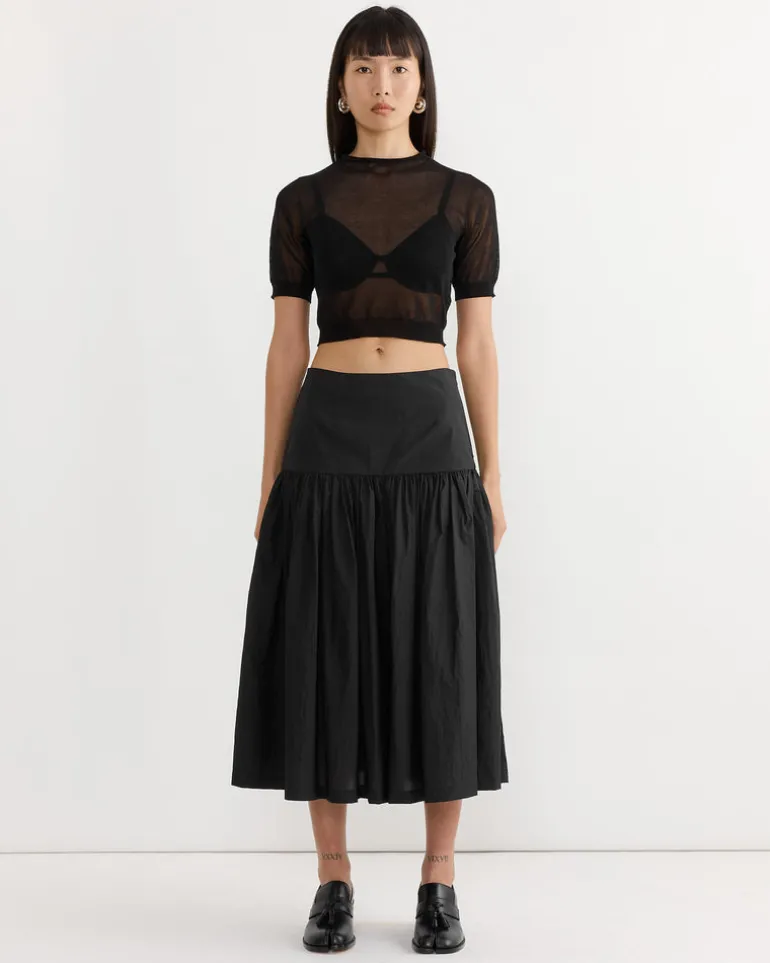 Sheer Cropped Knit in Black