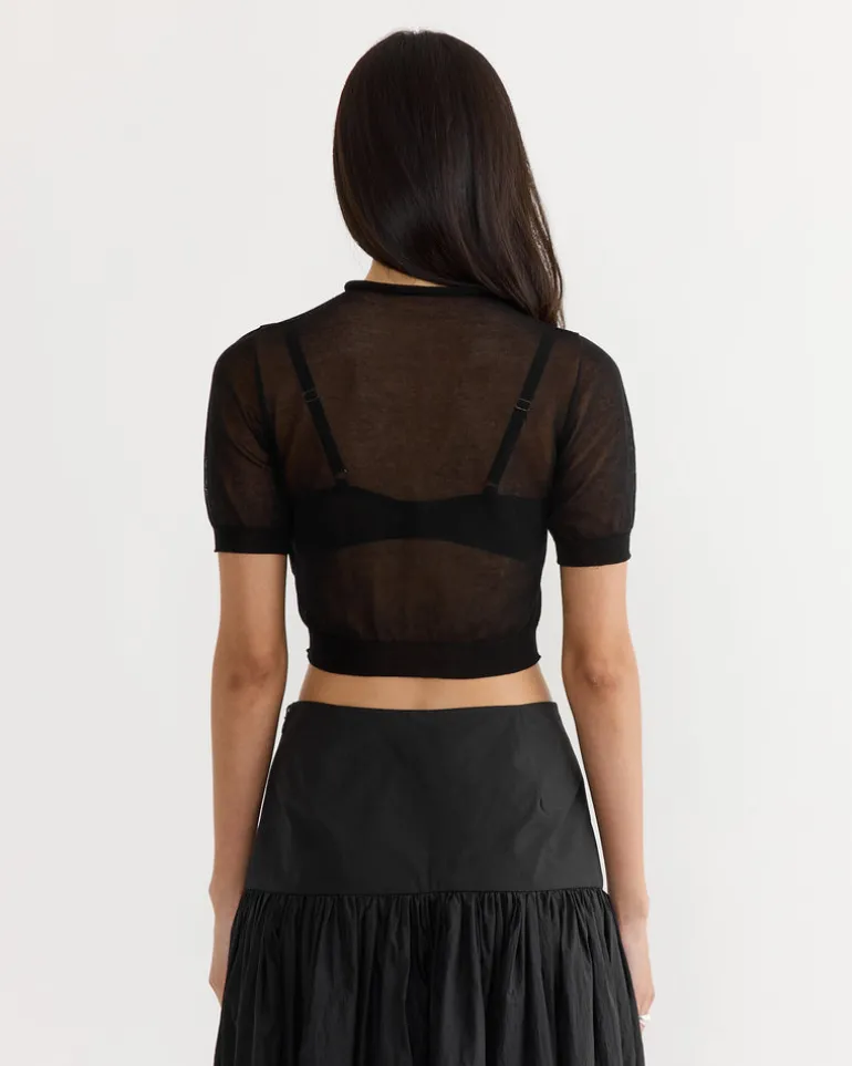 Sheer Cropped Knit in Black