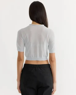 Sheer Cropped Knit in Blue