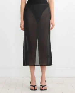 Sheer Maxi Pencil Skirt in Black