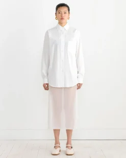 Sheer Maxi Pencil Skirt in White