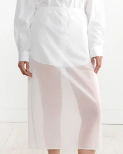 Sheer Maxi Pencil Skirt in White