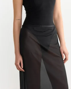Sheer Maxi Pencil Skirt in Black