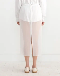 Sheer Maxi Pencil Skirt in White