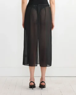 Sheer Maxi Pencil Skirt in Black
