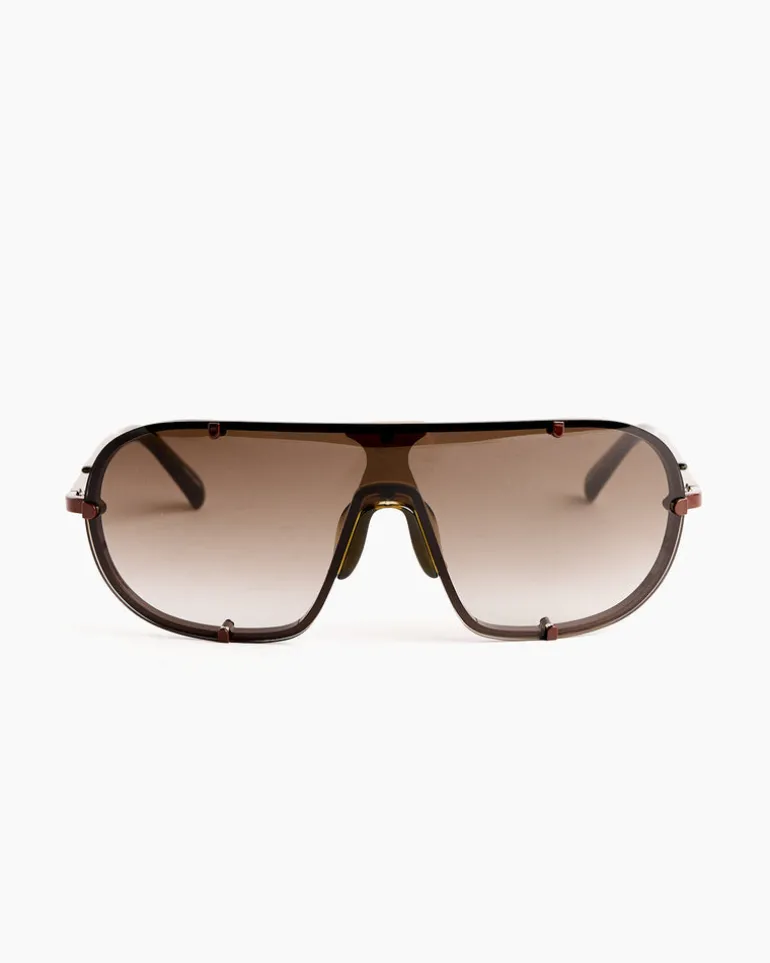 Shield Sunglasses in C3 Dark Rust/Dark Brown/Beige