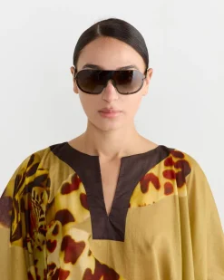 Shield Sunglasses in C3 Dark Rust/Dark Brown/Beige