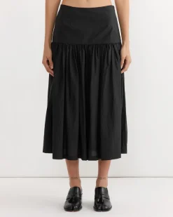 Shirring Culotte Pant in Black